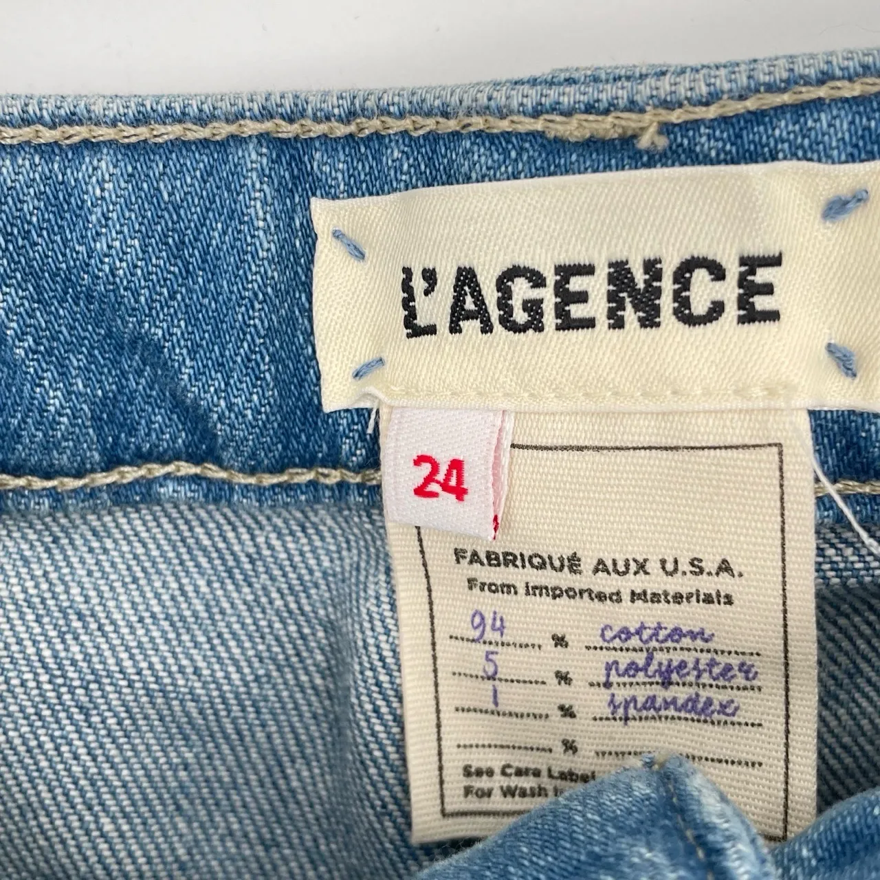 L'AGENCE Women's Blue‎ Light Wash Raw Hem Taylor High Rise Denim Short Size 24 - Image 8