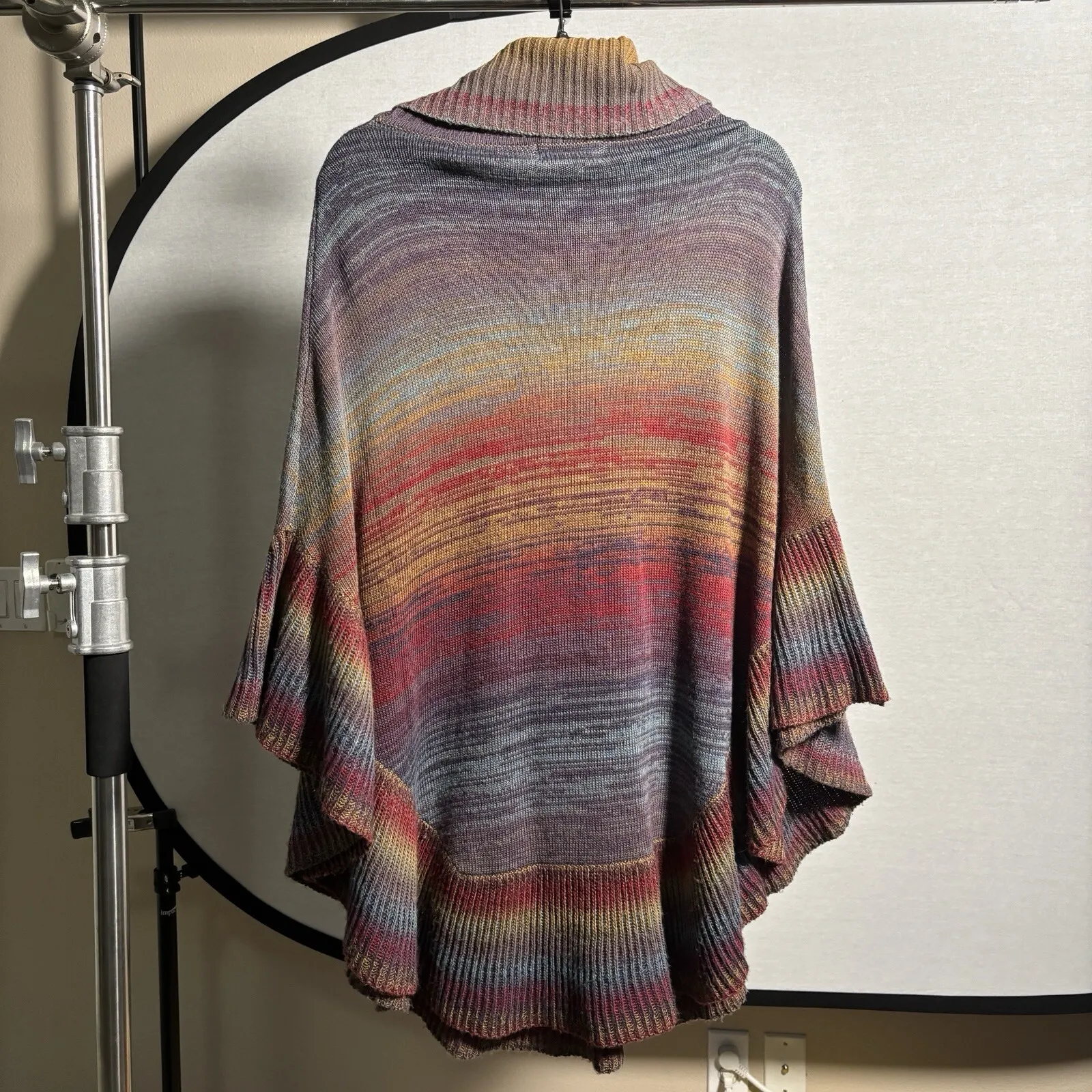 Northstyle Southwestern Ombre‎ Colorful Sweater Poncho Yellowstone Turtleneck OS Size undefined - Image 3