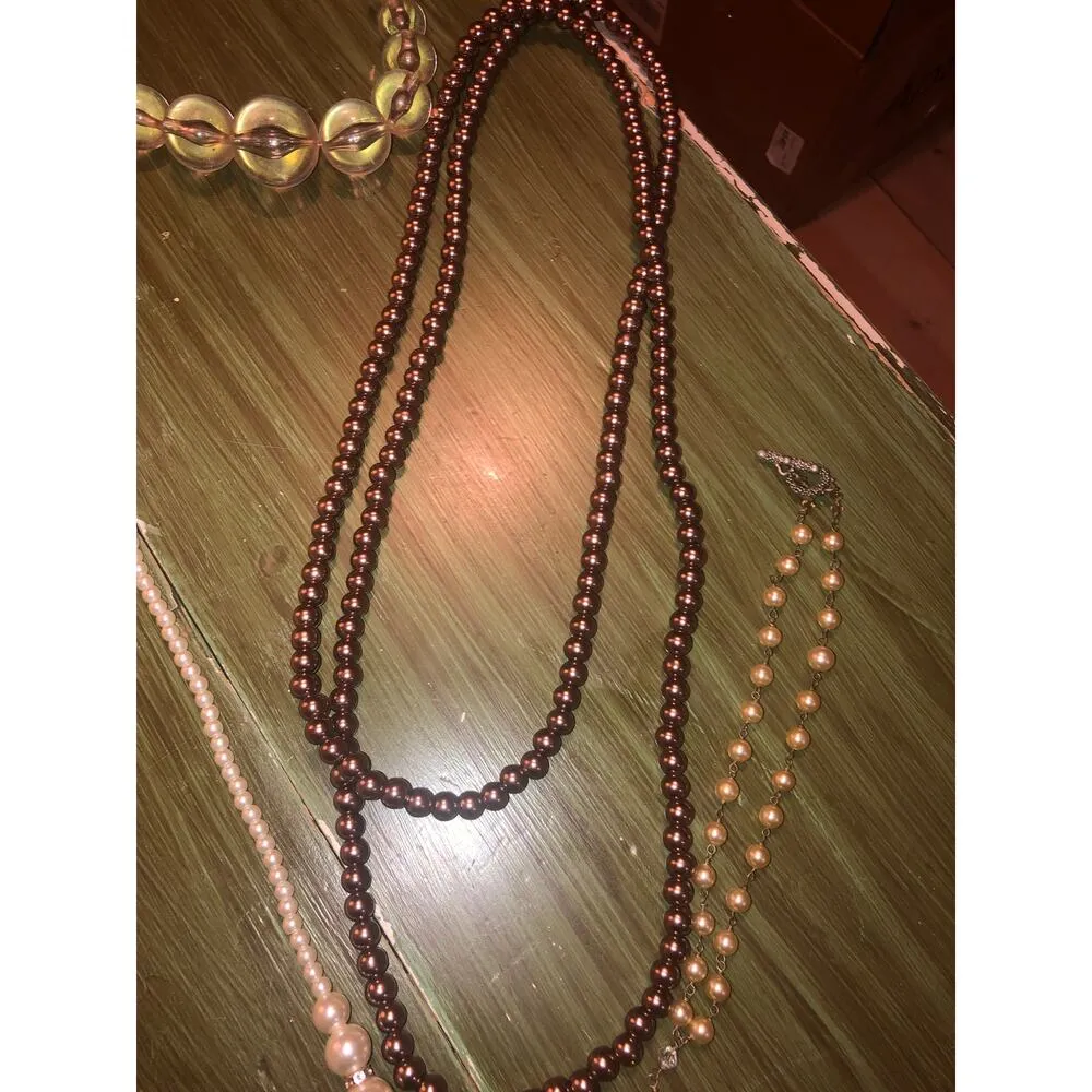 Bundle of Pearl Beaded Jewelry White Pearls, Brown Pearls, Glass Pearls, Beads - Image 10