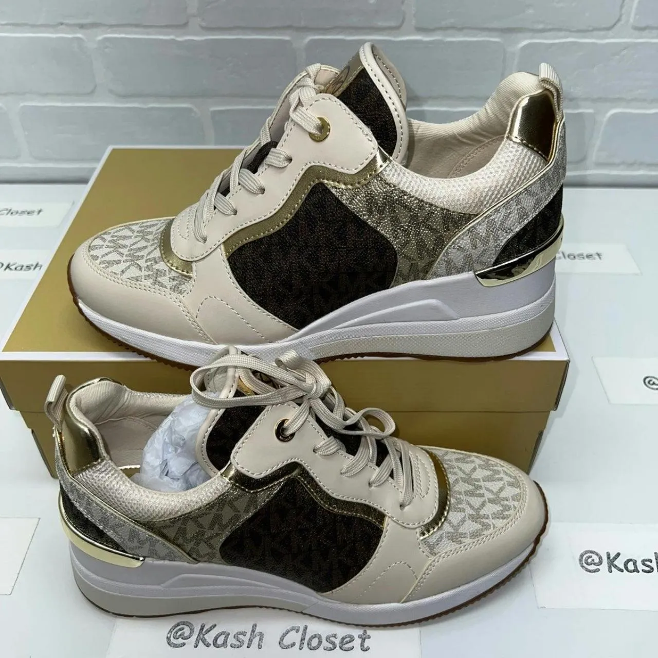Michael Kors  Brown Crista Tech Canvas Trainer Sneakers - Image 2