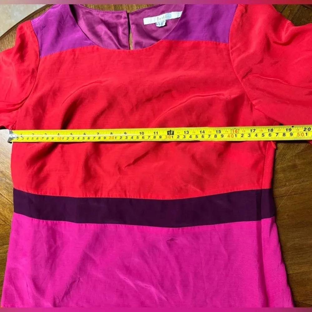 Boden Colorblock Shift Dress 3/4 Sleeve Viscose Office Preppy Career Size 10R Pink - Image 5