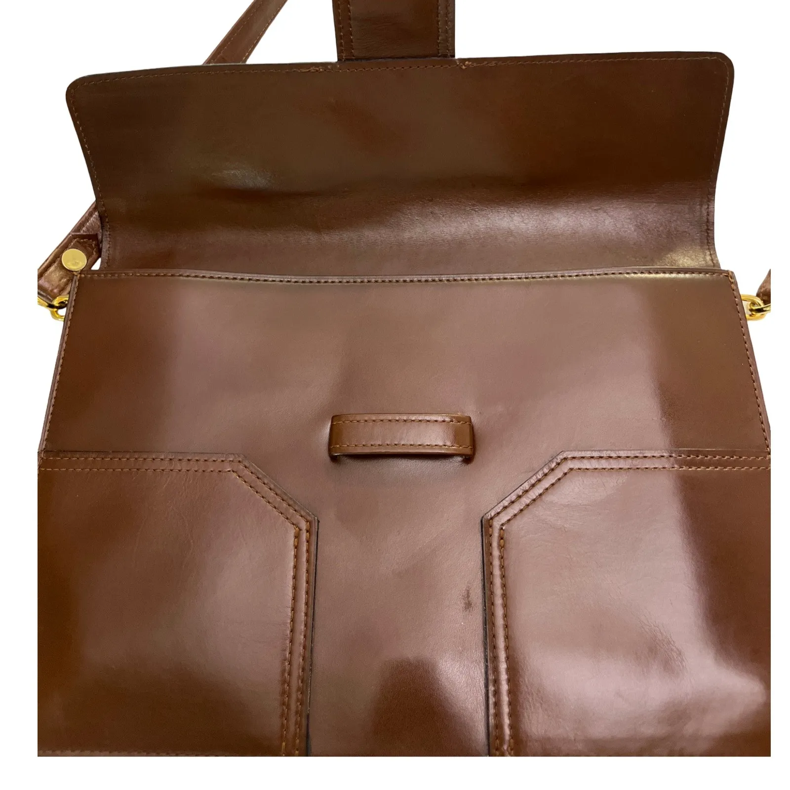 Vintage Yves Saint Laurent Brown Leather Shoulder Bag Model DE 3133 BR 1970 - Image 9