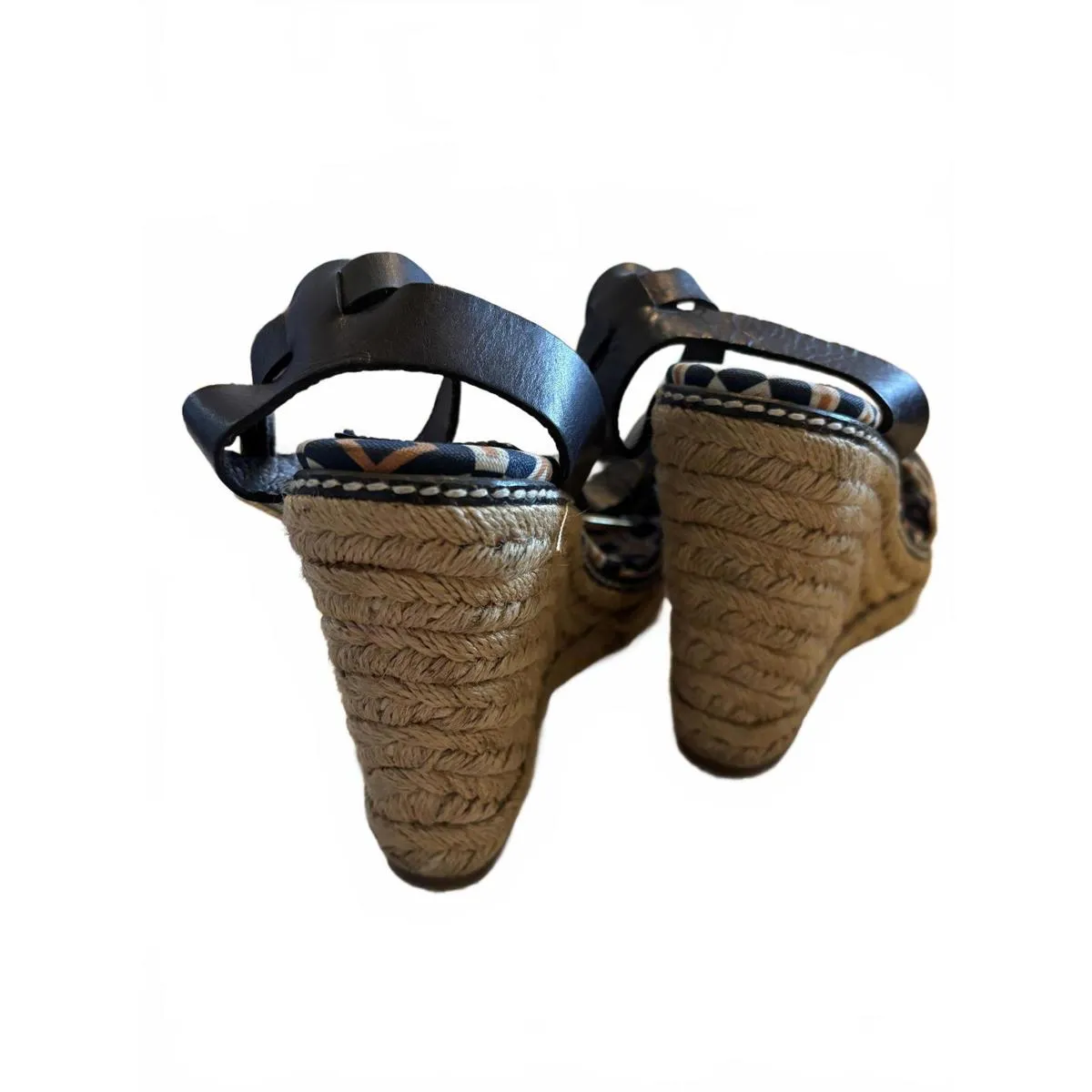 EUC Tory Burch Nautical Wedge Sandals with Geometric Pattern sz 6 - Image 5