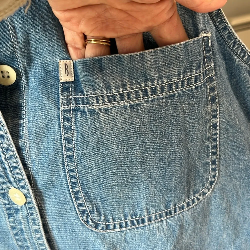 Riders Denim Jean Top Womens Small Button Down Collar Shirt Sleeveless Cotton - Image 9