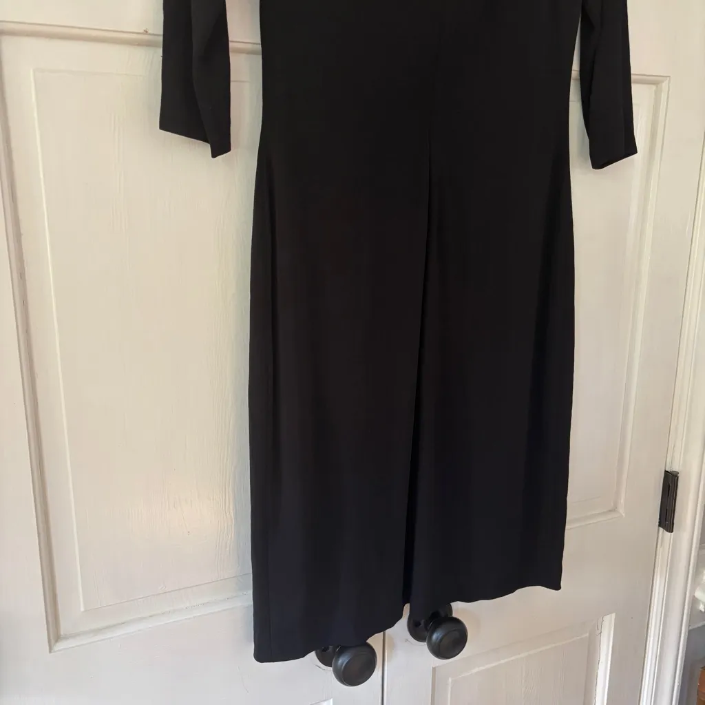 David Meister Vintage‎ Black Midi Dress Size 10 Elegant Satin Trim Made in USA - Image 11