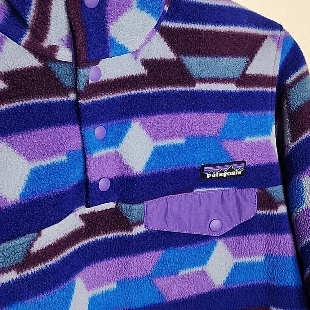Patagonia Synchilla Guatemalan Tango Blue Purple Aztec Snap-T Pullover Small - Image 4