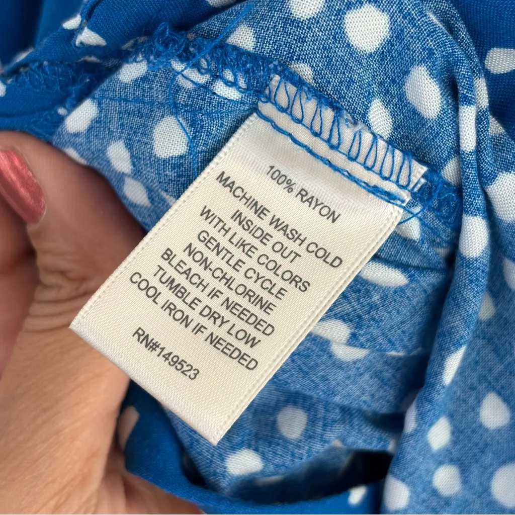 Stylish Blue and White Polka Dot Blouse Size M - Image 7