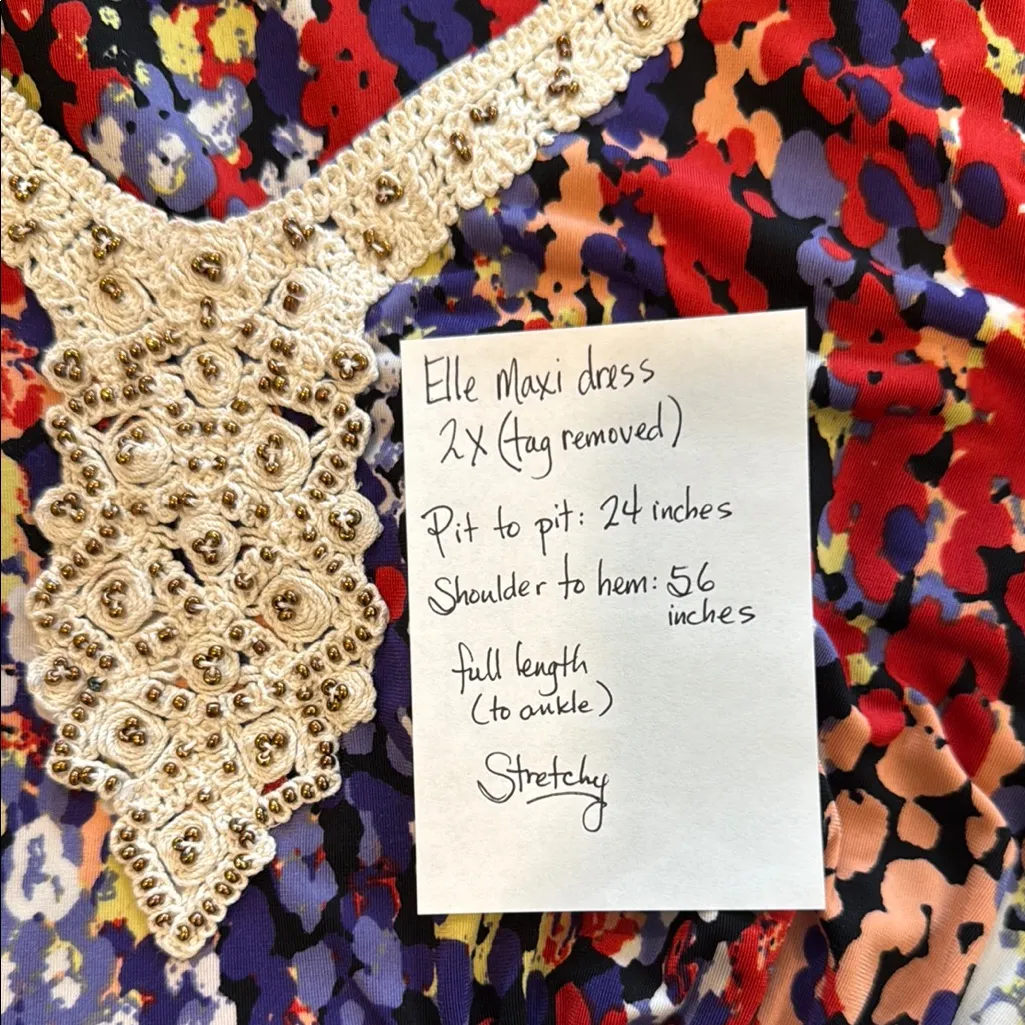 Elle 2X Sleeveless Maxi Dress with Beaded Crochet Lace Neckline - Image 5