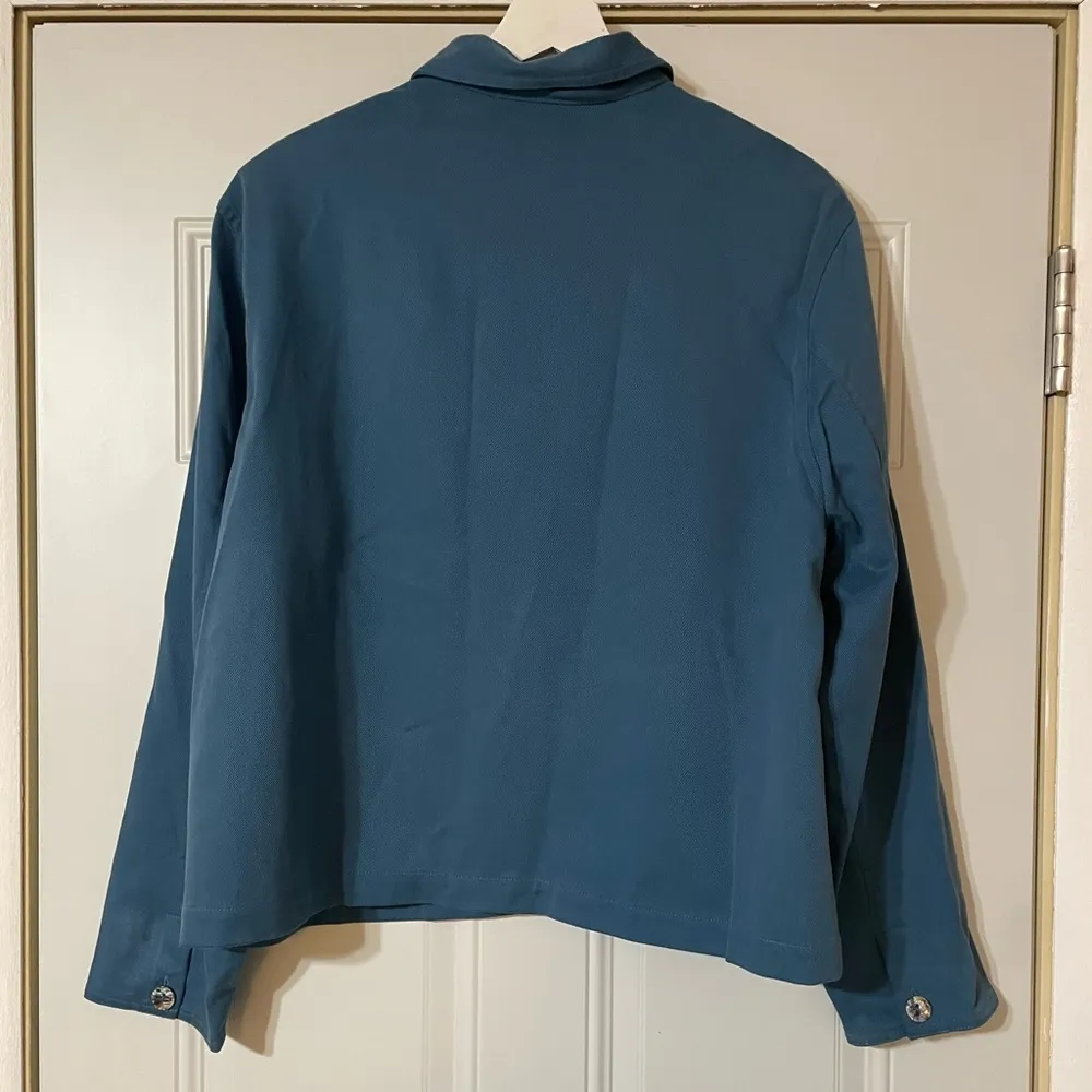 Napa Valley Embroidered Geometric Boho Style Collared Button Down Size Large Blue - Image 5