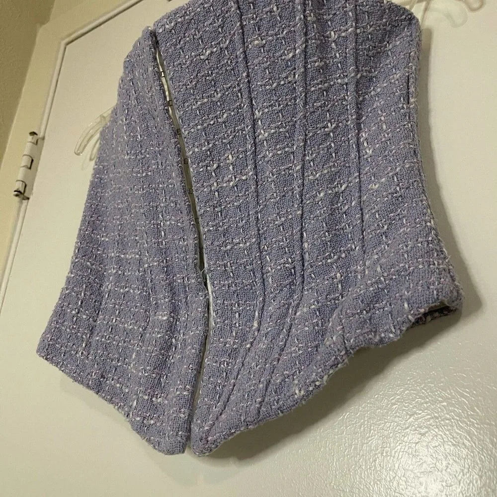 ZARA lavender purple cropped bustier tweed knit corset top size Small - Image 3