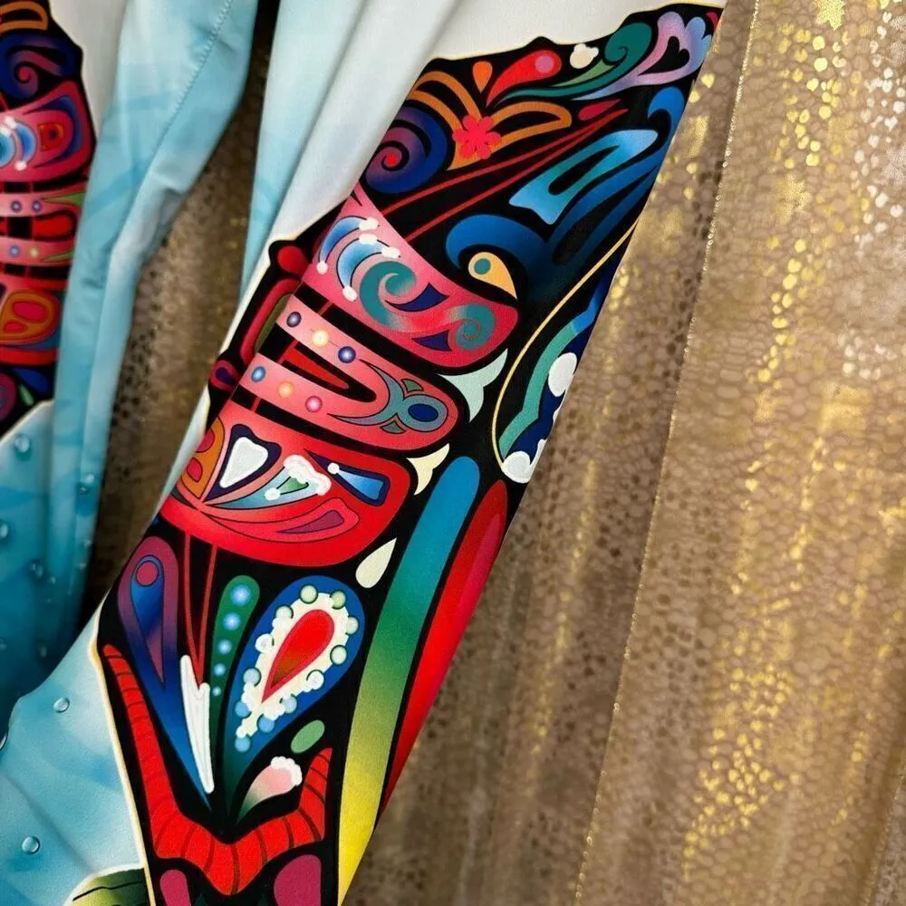 Gearbunch Colorful Ornamental Seahorse Capri Leggings Large Blue - Image 4