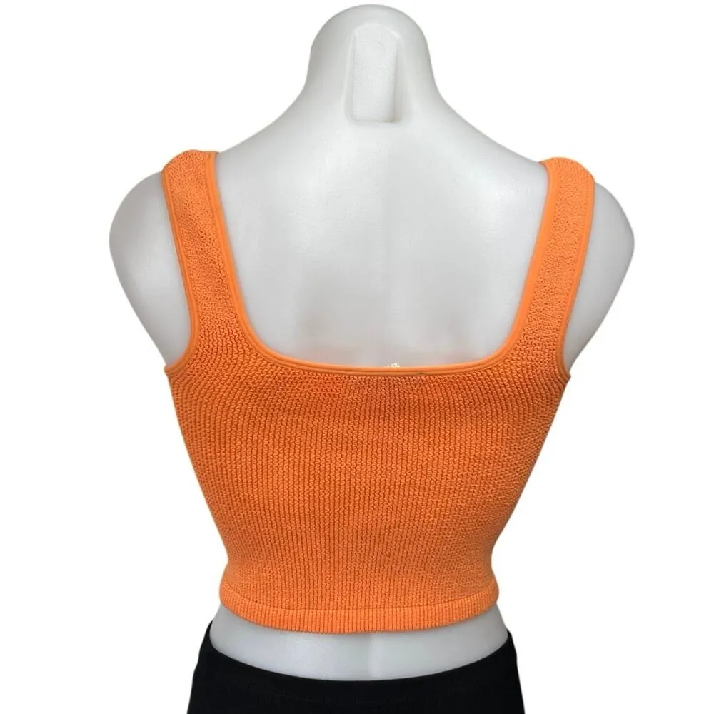 Zara Orange Textured Ribbed Knit Sleeveless Cropped Sweater Vest Top Size XS/S - Image 2