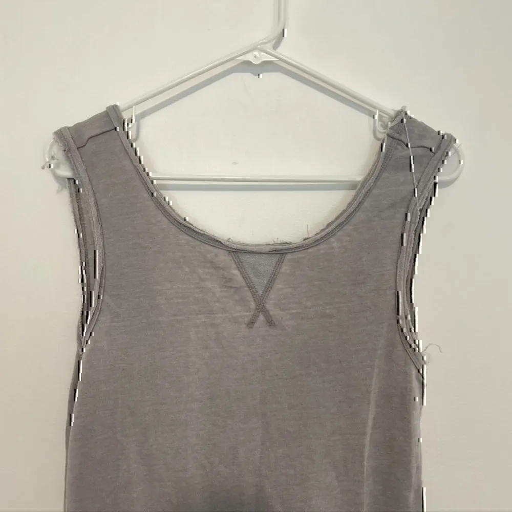 FABLETICS Tennyson Pullover Light Gray Scoop Neck Low Back French Terry Tank Top - Image 4