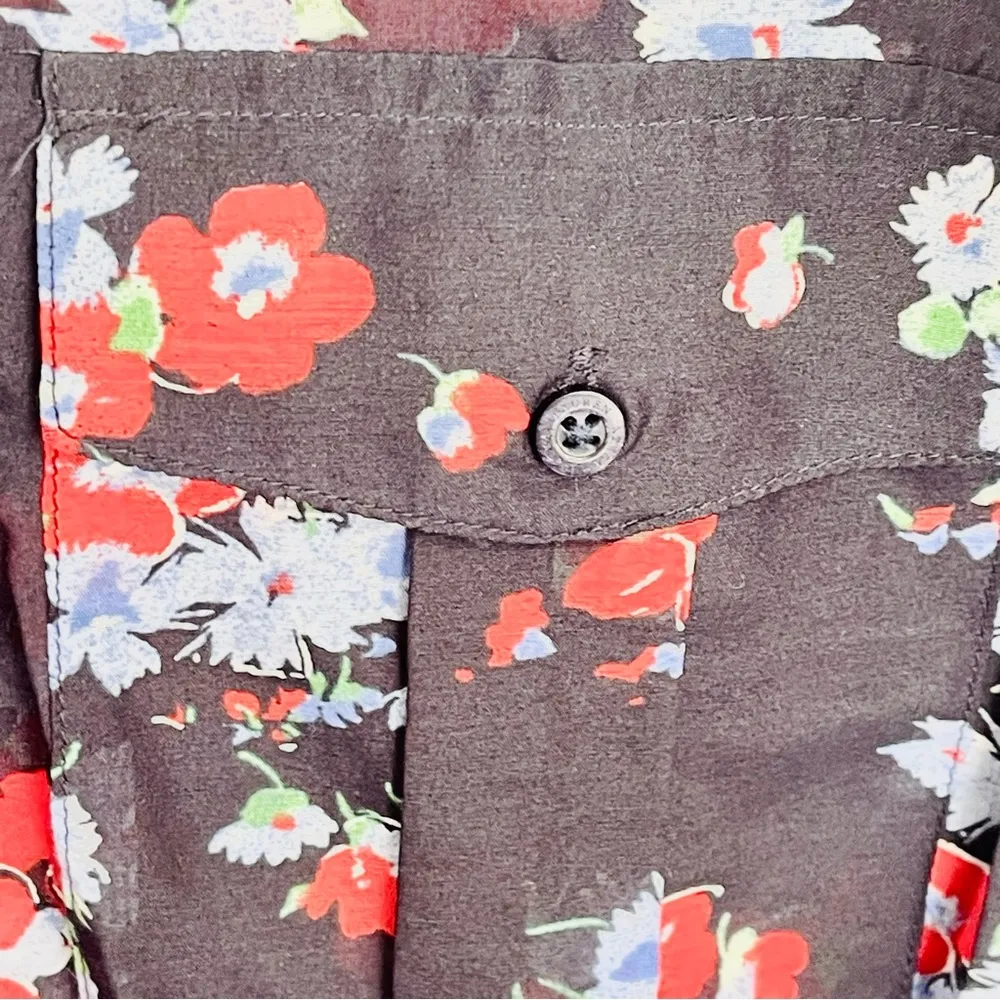 LAUREN by Ralph Lauren button down floral top with collar long sleeve - Image 9