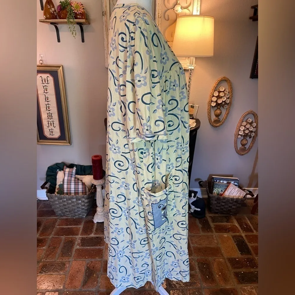 Coffee Time JC Penny NWT vintage/Y2K snap front robe house dress with pocket.​ Yellow Size 2X - Image 5