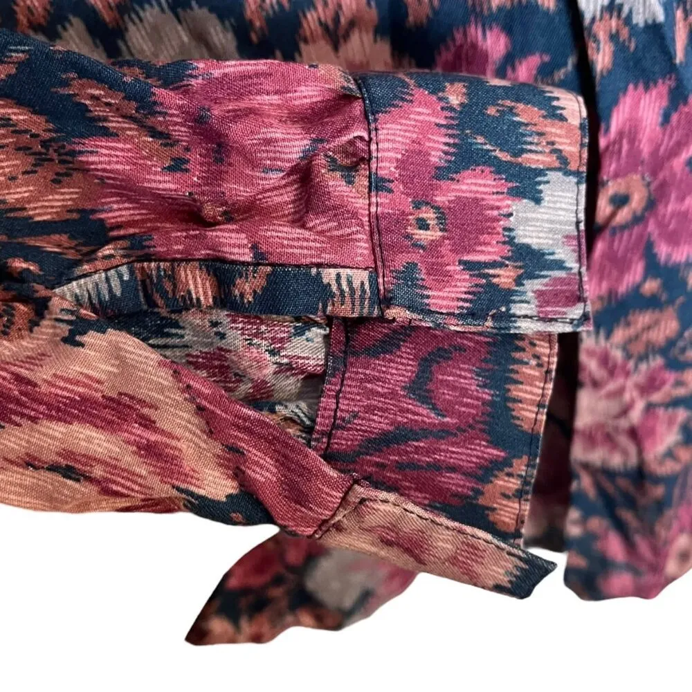 Vintage‎ Handmade Women's L Long Sleeve Calico Floral Blouse Rose Grannycore - Image 2