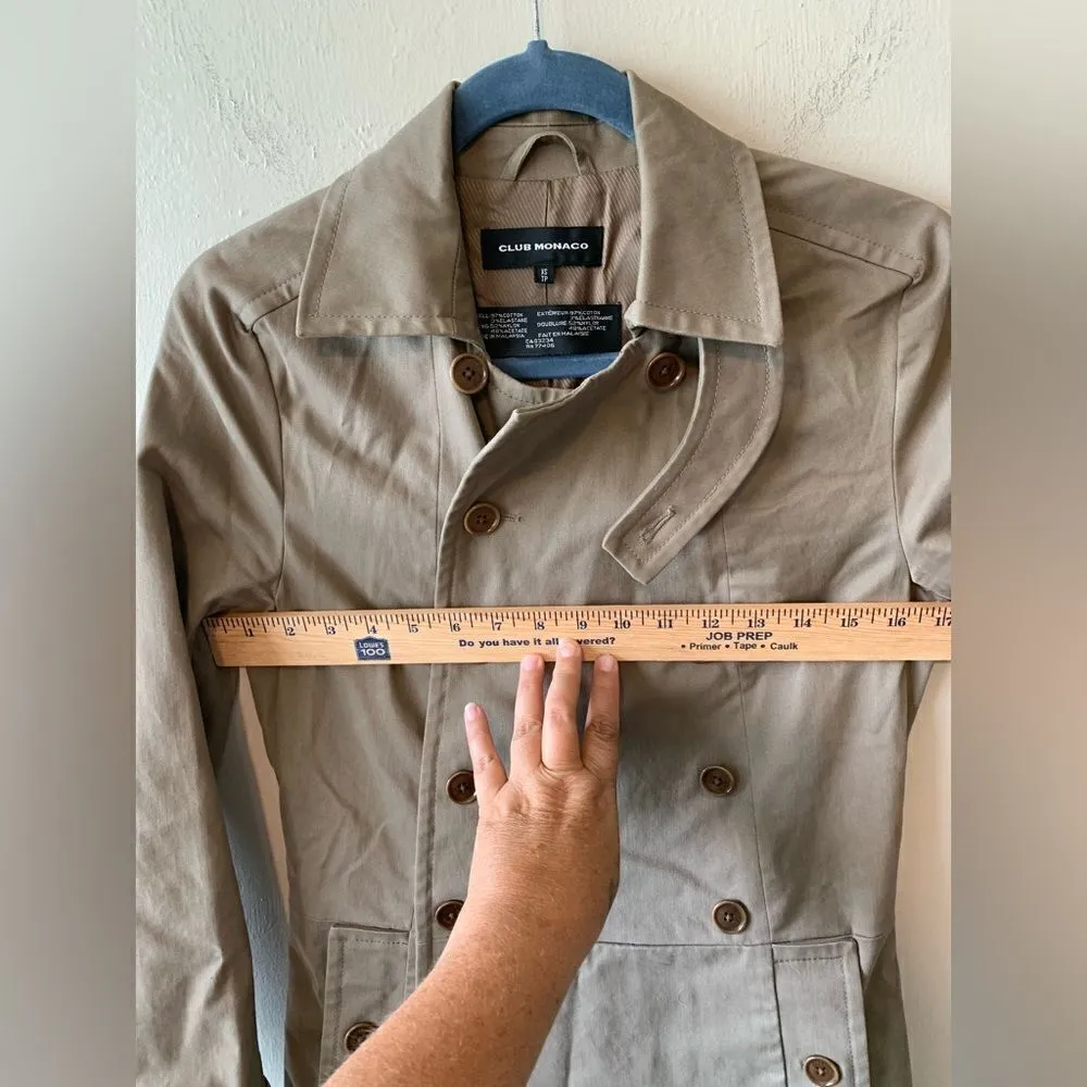 Club Monaco Khaki Trench Size XS‎ - Image 7