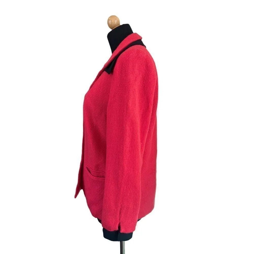 CHRISTIAN DIOR VINTAGE WOOL RED AND BLACK BLAZER SIZE 8 - Image 2