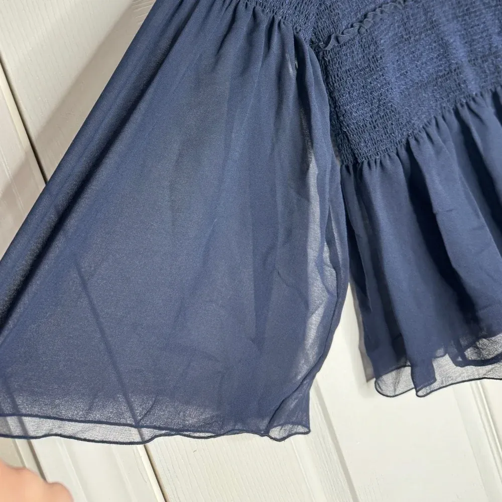 SEE BY CHLOÉ‎ Bateau Neckline Three-Quarter Sleeve Crop Top Size 38 US 8 Navy - Image 4