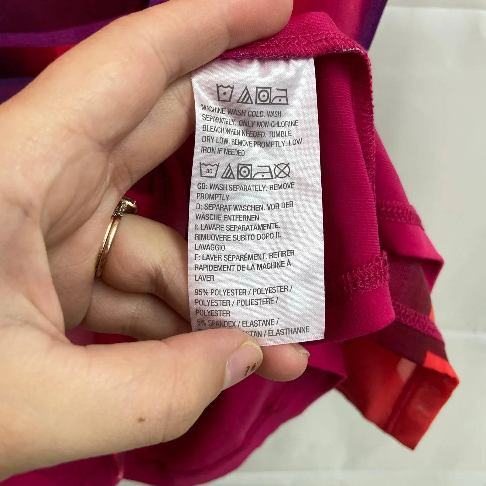 vintage Susan Graver women's pink colorblock layered lined stretch blouse tank L - Image 4