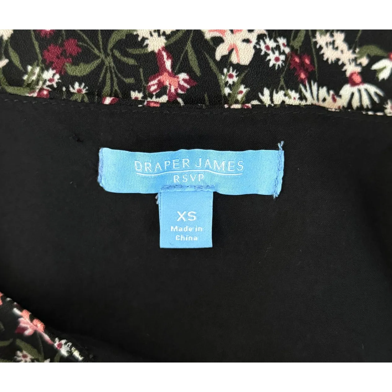 Draper James RSVP Dress Womens XS Black Pink‎ Ditzy Floral Flower Boho Peasant - Image 7