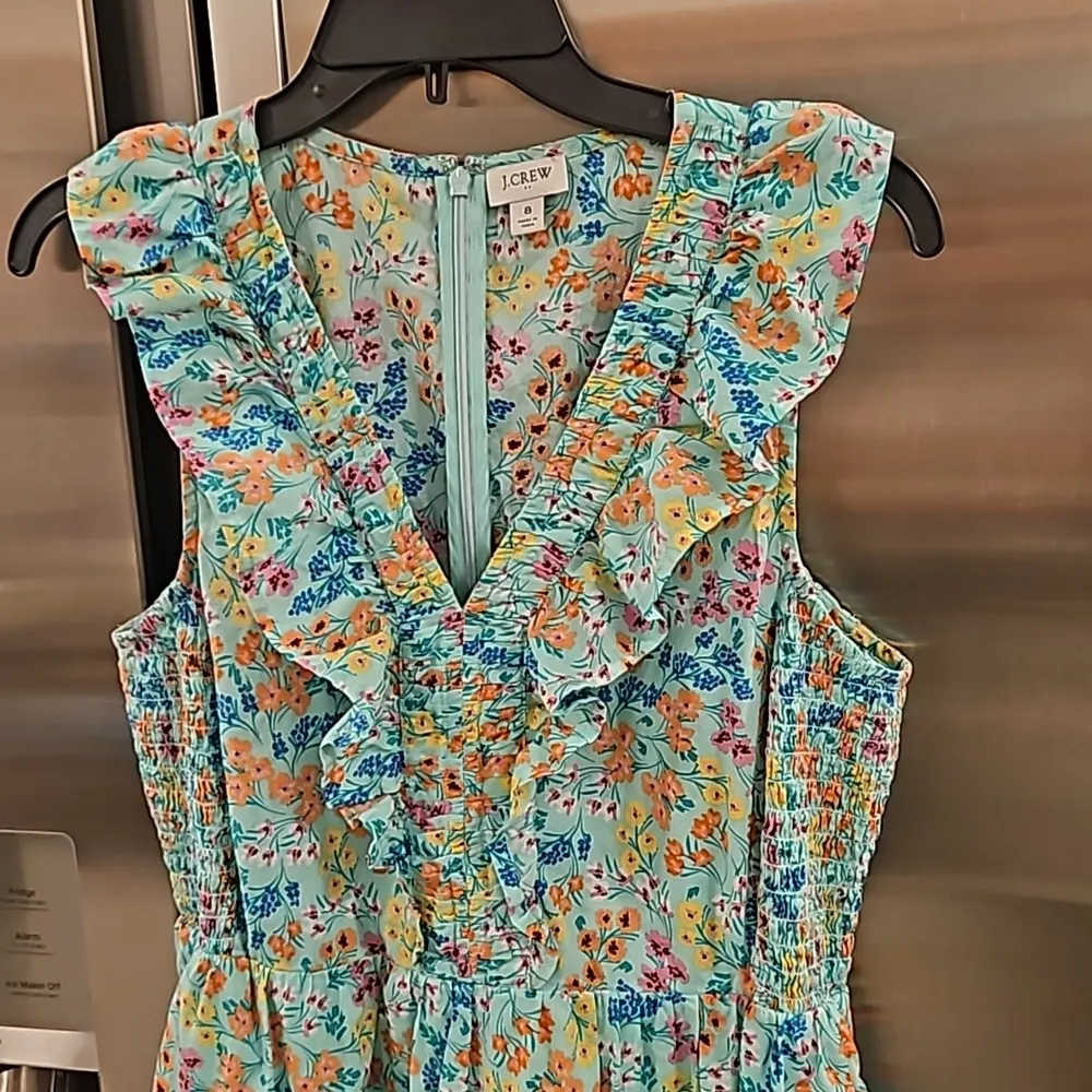💕J. CREW💕 Printed V-Neck Smocked Midi Dress ~ Fresh Spearmint Floral Print 8 - Image 12