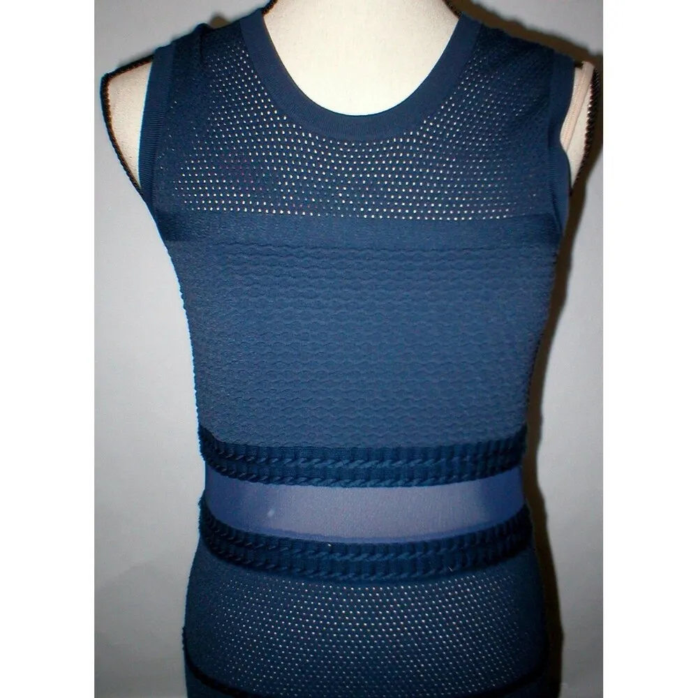 New Womens $535 Rag & Bone Navy Blue Dress Sheer Knit Marbella Medium M Cocktail - Image 8