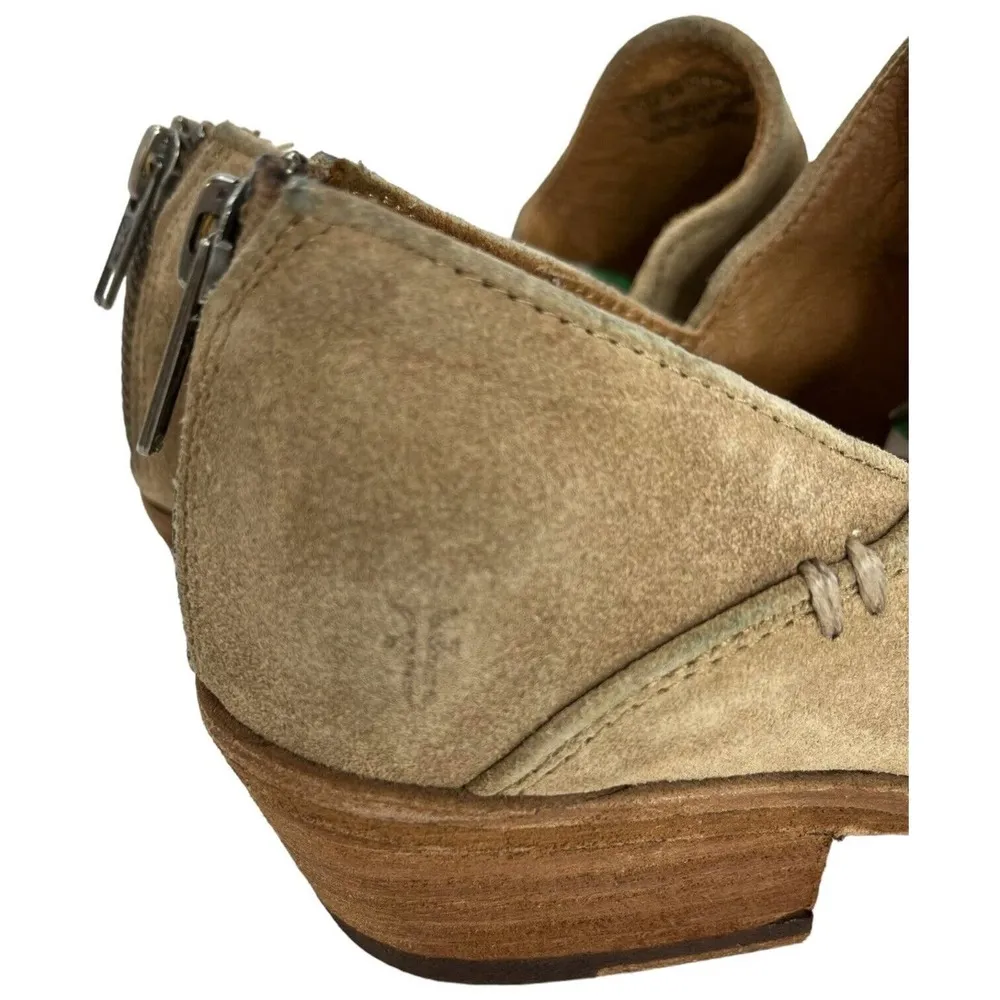 Frye Carson Suede Shooties Bootie Ankle Zip Back Heel Shoe Tan 6.5 - Image 5
