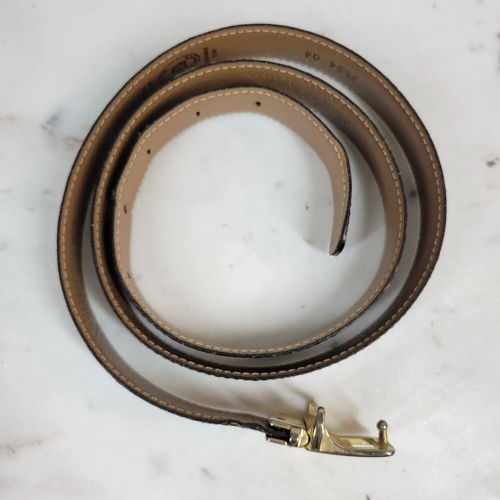 Vintage Mens Belt 36/90 Black Genuine Leather Ostrich Gold Box Frame Buckle - Image 7