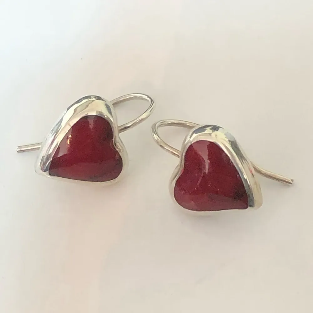 TAXCO Sterling Silver Red Jasper Heart Charm Rolo Bracelet - Image 10