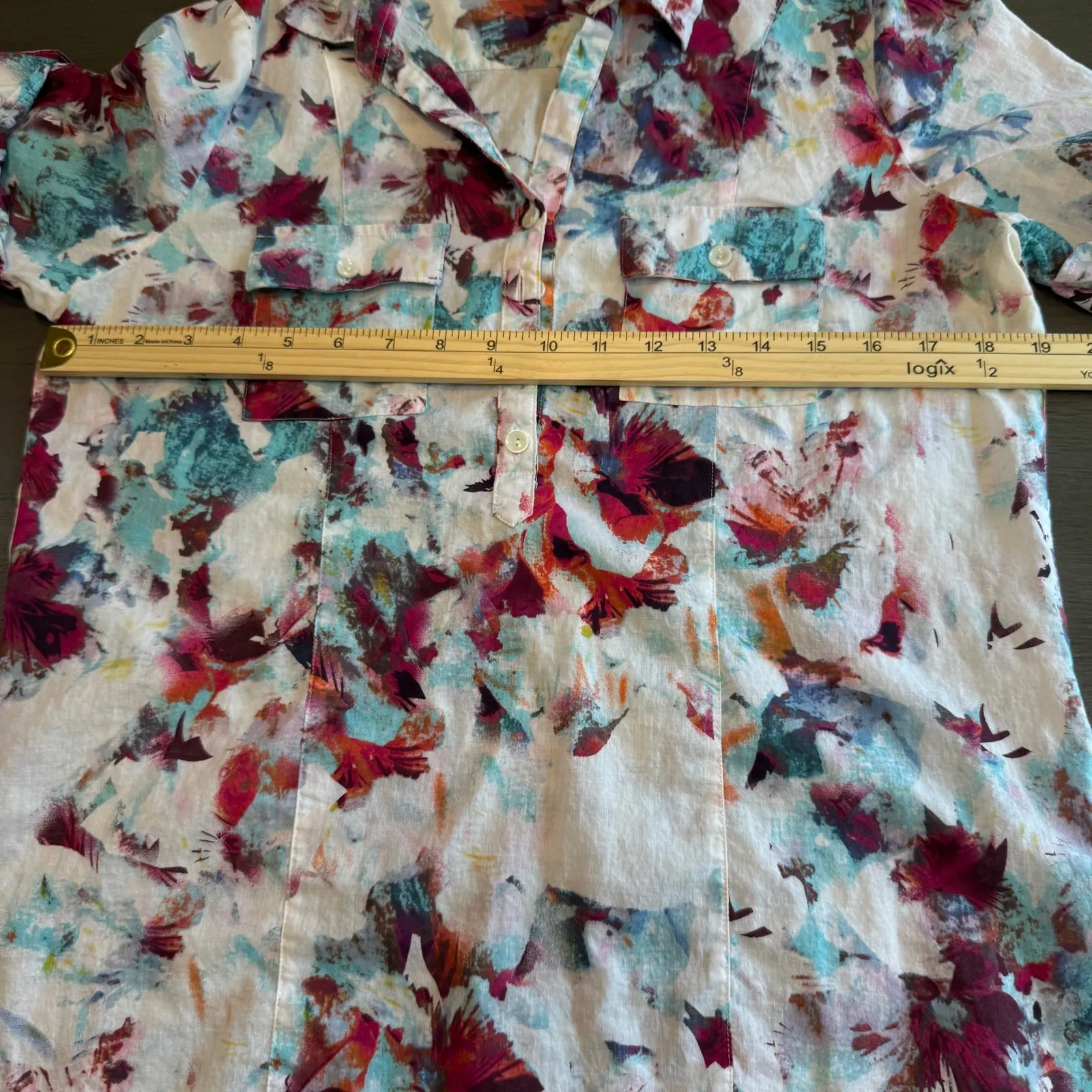 Bexleys Edition Women's Cotton Floral Print Short Sleeve Shirt‎ Top White Size 40 - Image 7