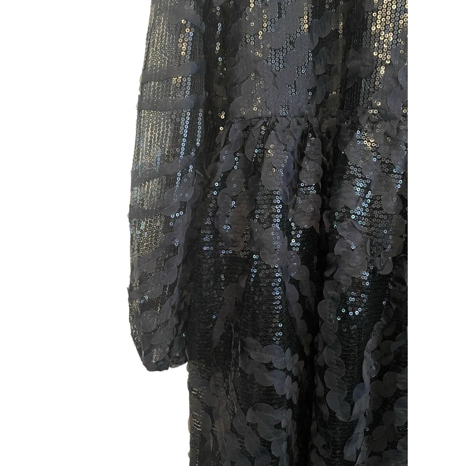 Eloquii Lace Sequin‎ Long Sleeve Maxi Dress Gown Size 16 Black Formal Sheer NWT - Image 8