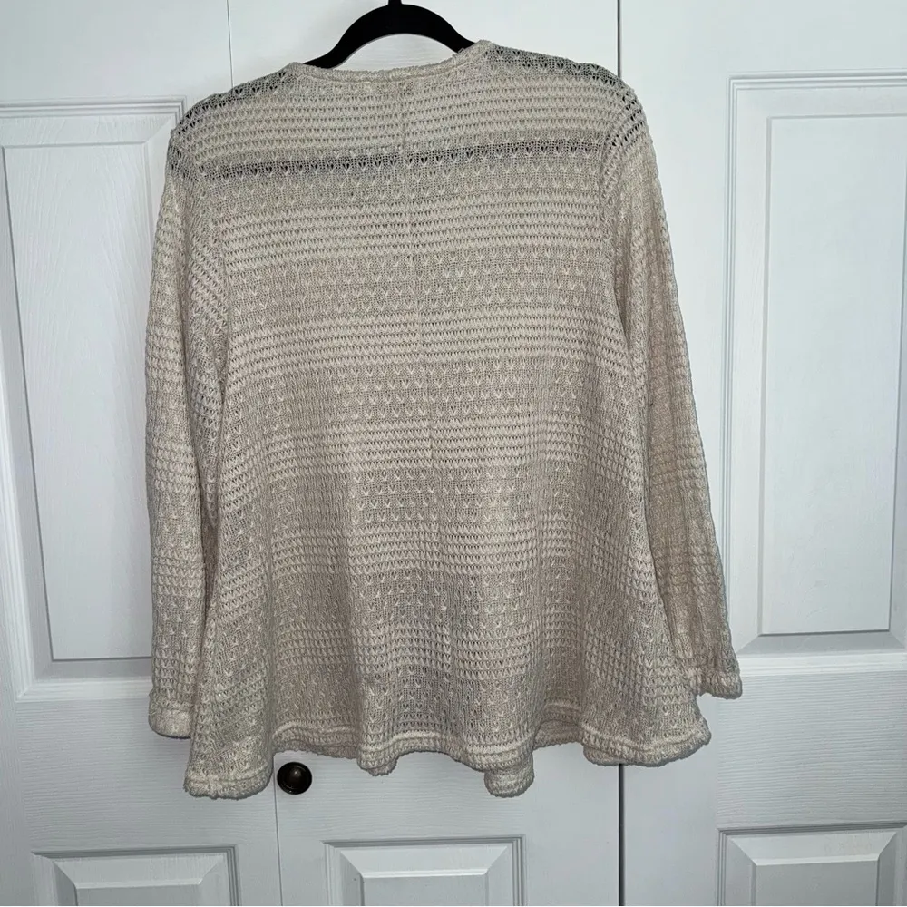 Simply Noelle Beige Knit Blouse Cottagecore boho crochet style size 12-14 - Image 6