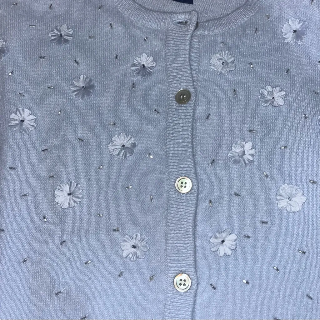 Vintage Burberry wool blend embellished cardigan - Image 2