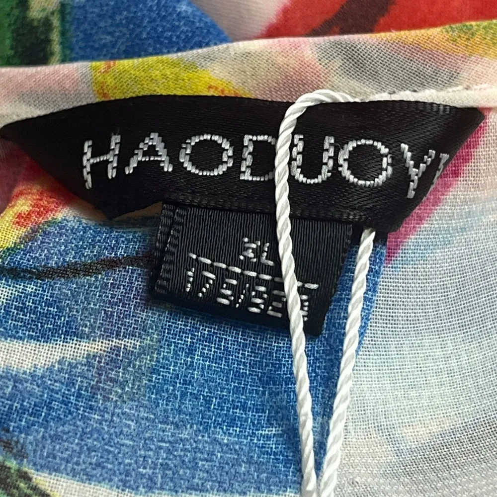 Haoduoyi Maxi Dress Wrap Top Long Sleeves Chiffon Floral Multi Women’s Size XL - Image 9