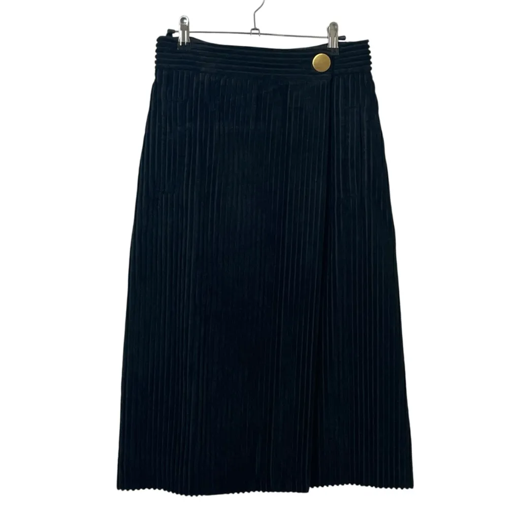 Tibi Wrap Midi Skirt Green Corduroy Women’s Size 4 Tailored Office Classic - Image 2