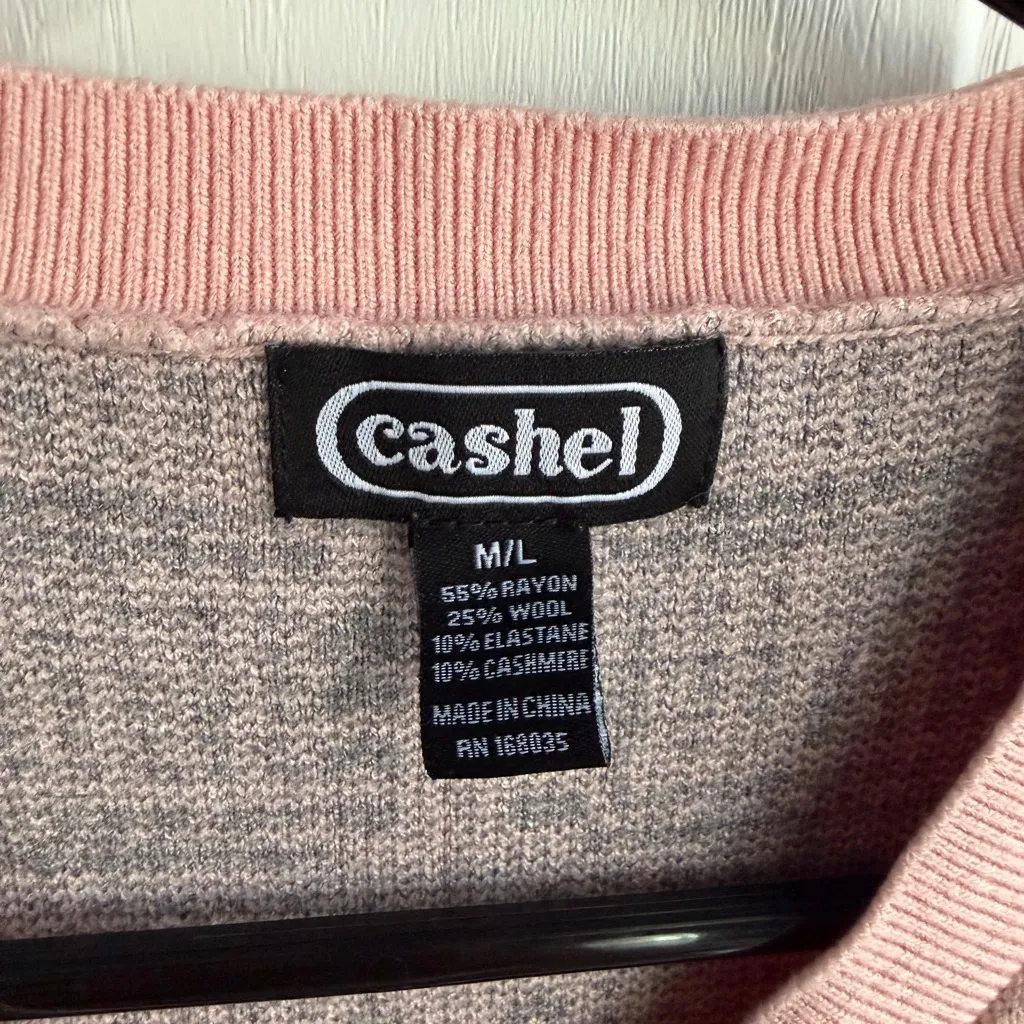 CASHEL Pink Knit Sweater Dress M/L Geometric Pattern Long Sleeve Soft Warm Black Size undefined - Image 3