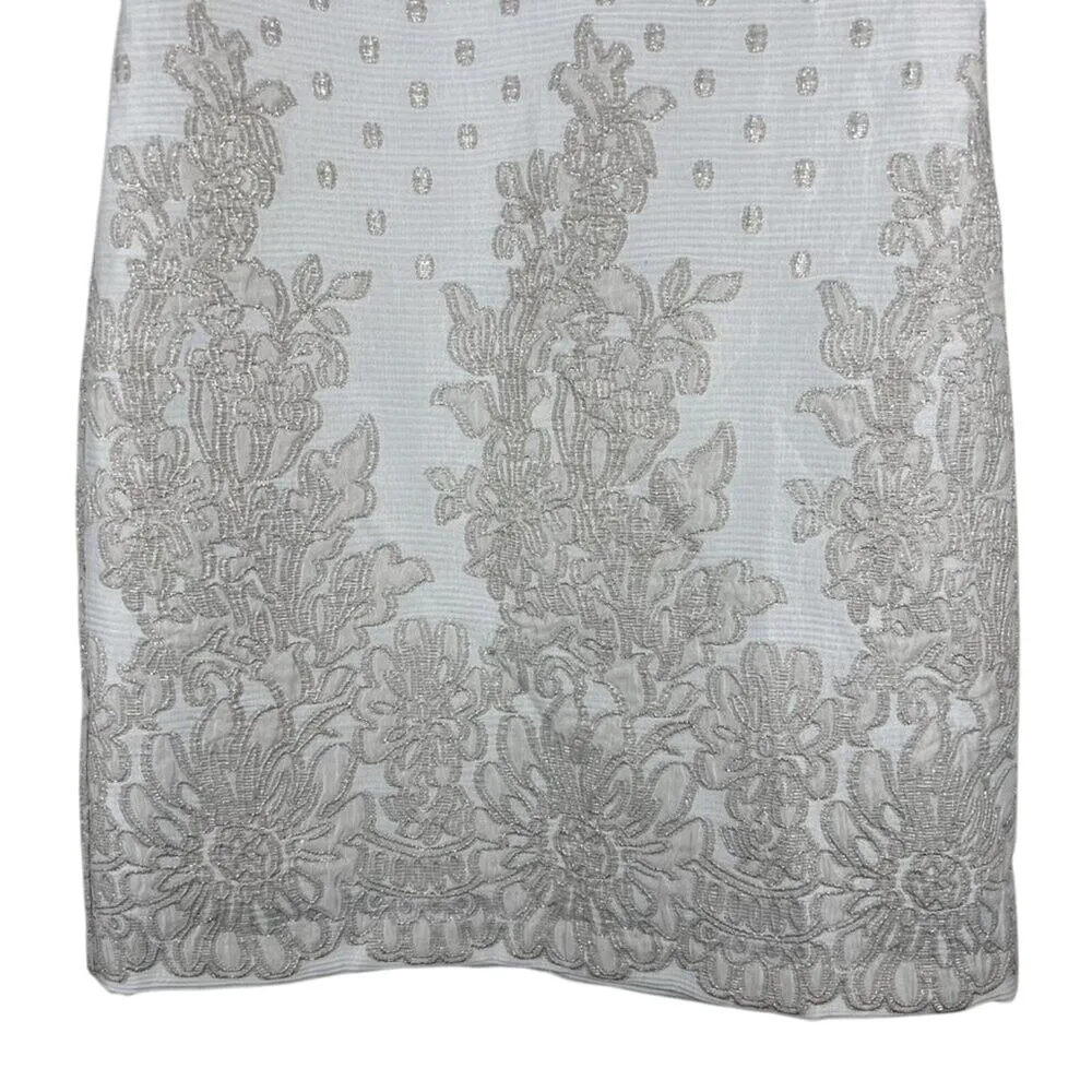 Vince Camuto Shift Dress Womens 0 White Floral Embroidered Old Money Modest - Image 2