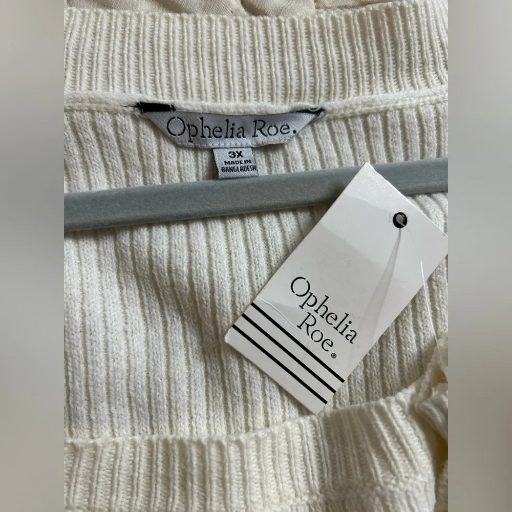 NEW Ophelia Roe Knit Sweater Square Neck Ribbed Puff Long Sleeve 3X - Image 3