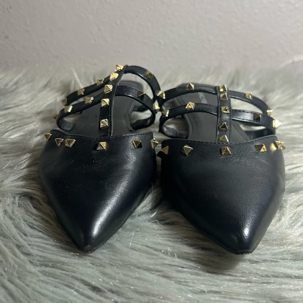 Marc Fisher Amazie Studded Flats Black Women's Mules Size 8.5 M - Image 3
