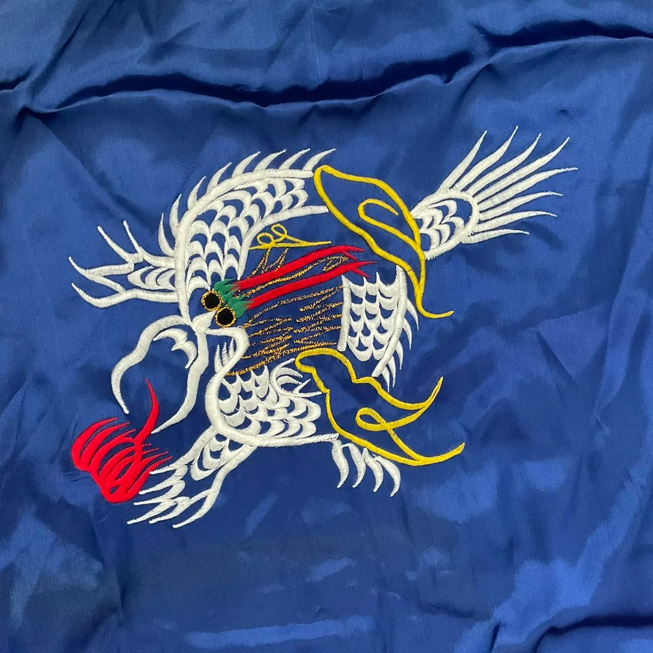Vintage Embroidered Dragon Royal Blue Long Silk Kimono - Image 6