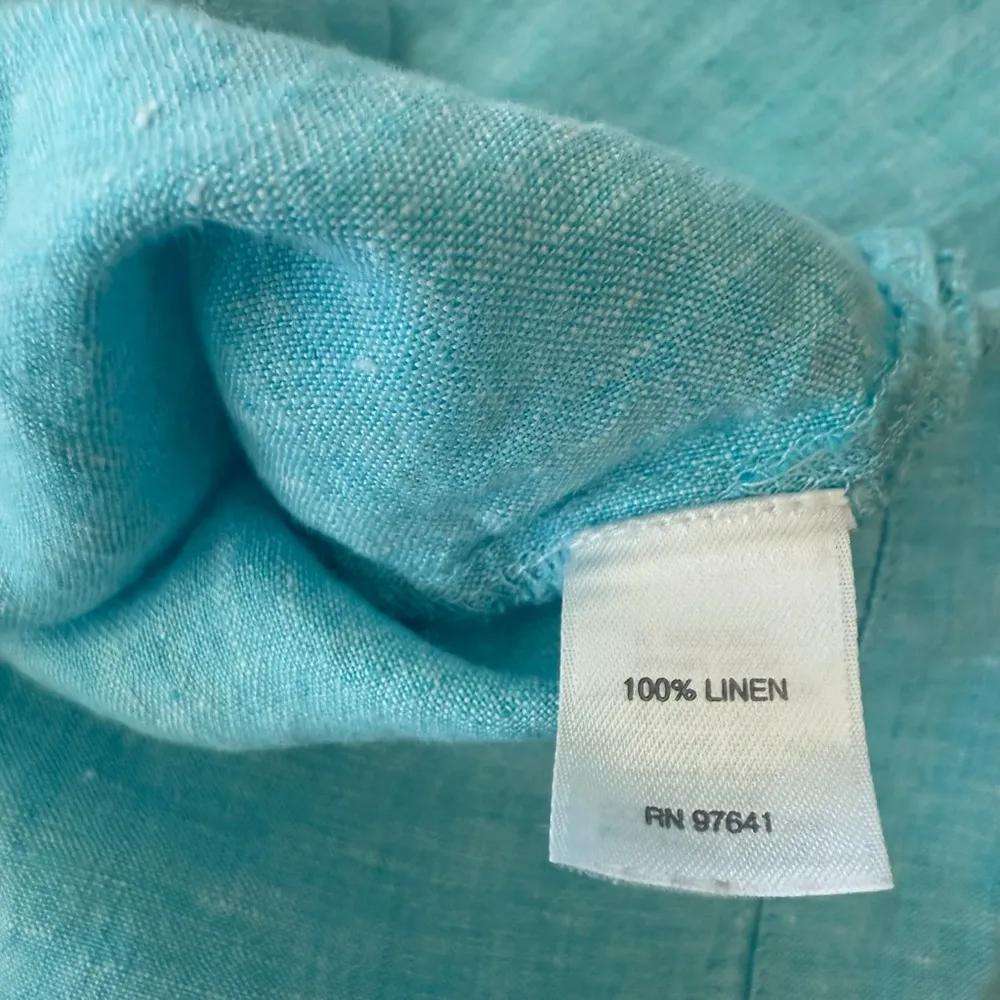 J Jill Linen Wide Cut Top Blue Large Relaxed Beach Lagenlook Vacation Summer - Image 7