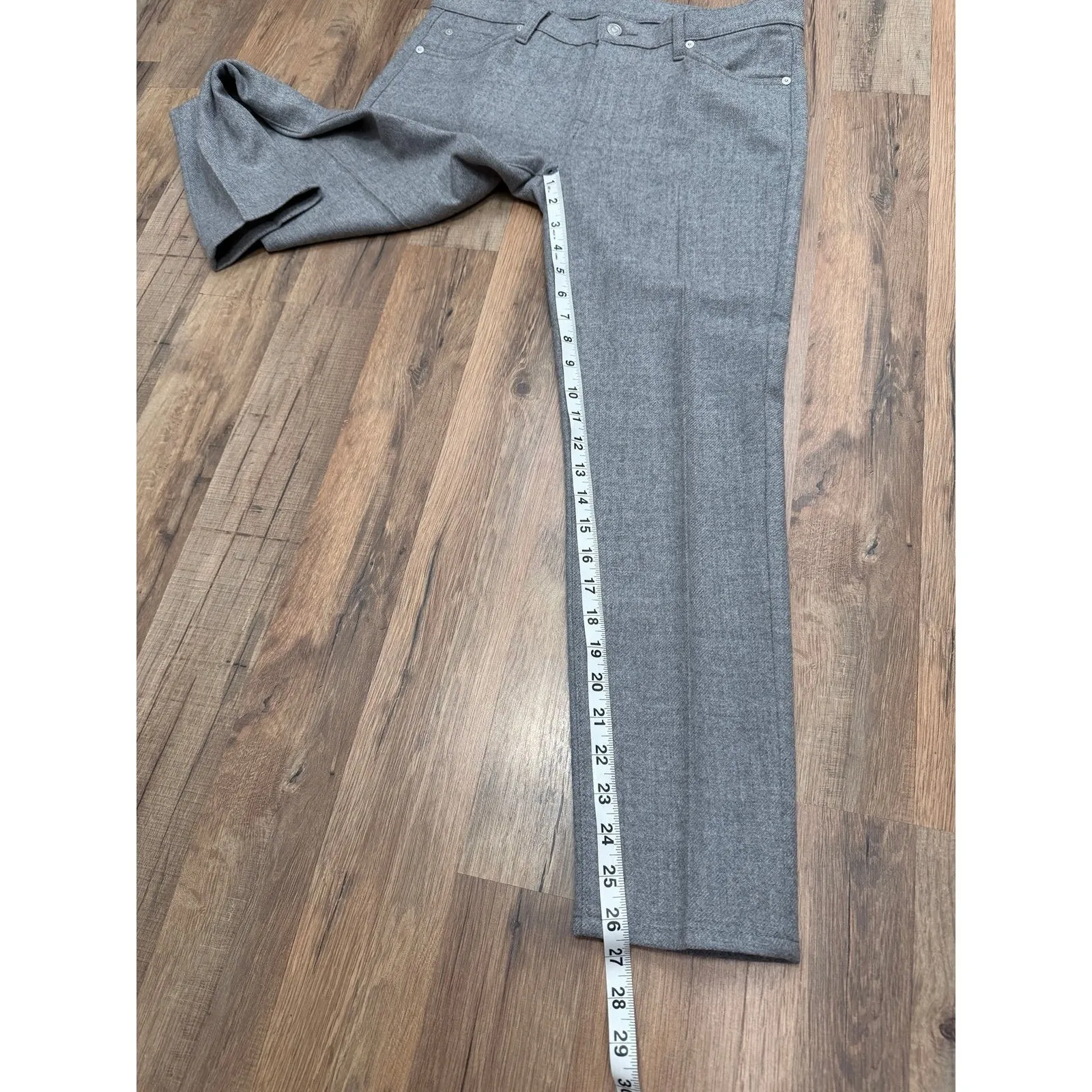 7 For All Mankind  Wool Blend‎ Gray Slim Straight Pants Size 28 - Image 8