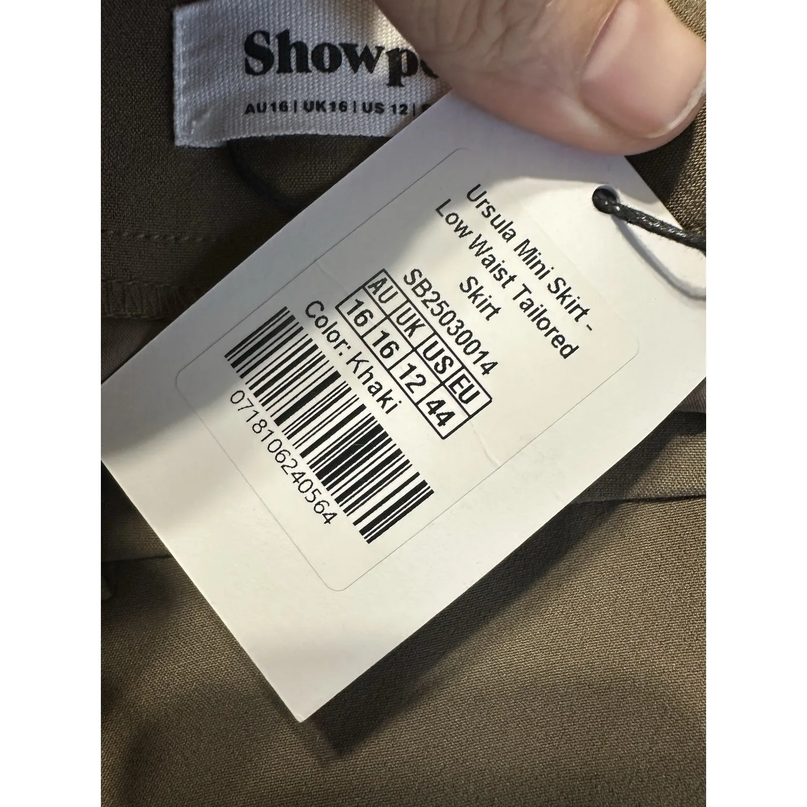 Showpo URSULA MINI SKIRT Structured Tailored Skirt in‎ Khaki Nwt Size 12 Tan - Image 8