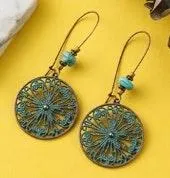 Boho Turquoise Dangle Earrings Blue - Image 9