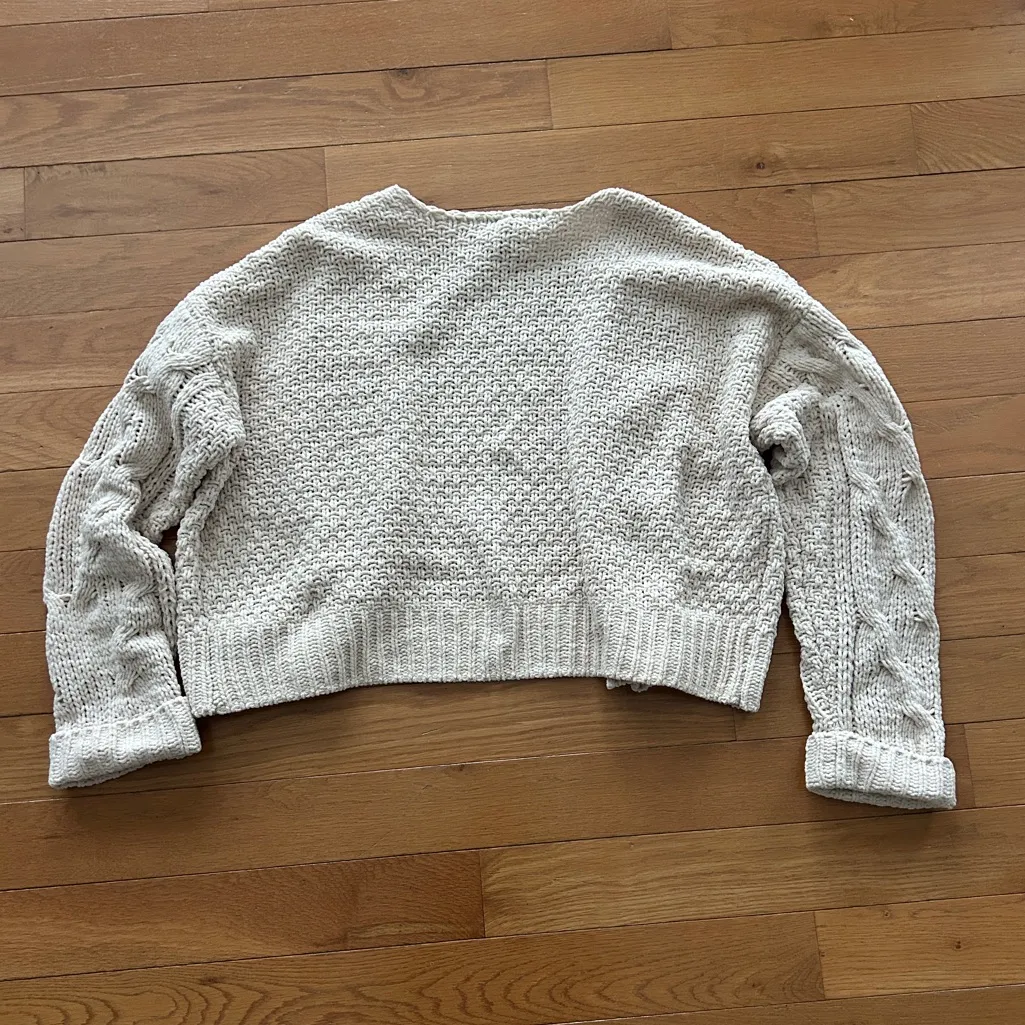 Moon & Madison Chunky Cable Knit Open Sweater Cardigan Women’s Large Cream Ivory White - Image 2