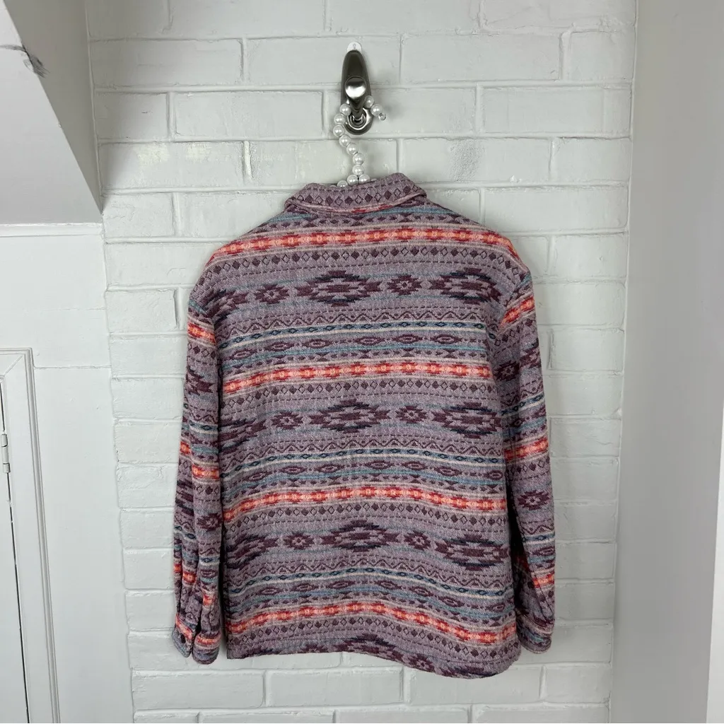 Mountain + Isles Boho Western Thick Knit Button Down Shirt / Shacket Size XS Orange - Image 8