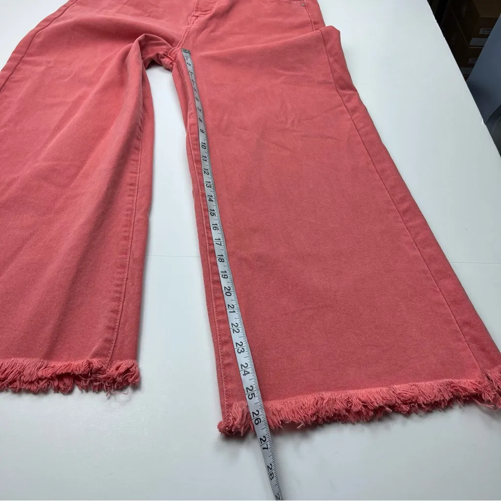 Risen Women's High Rise Tummy Control Cropped Wide Leg Jeans Size 15 / 32 Pink - Image 7