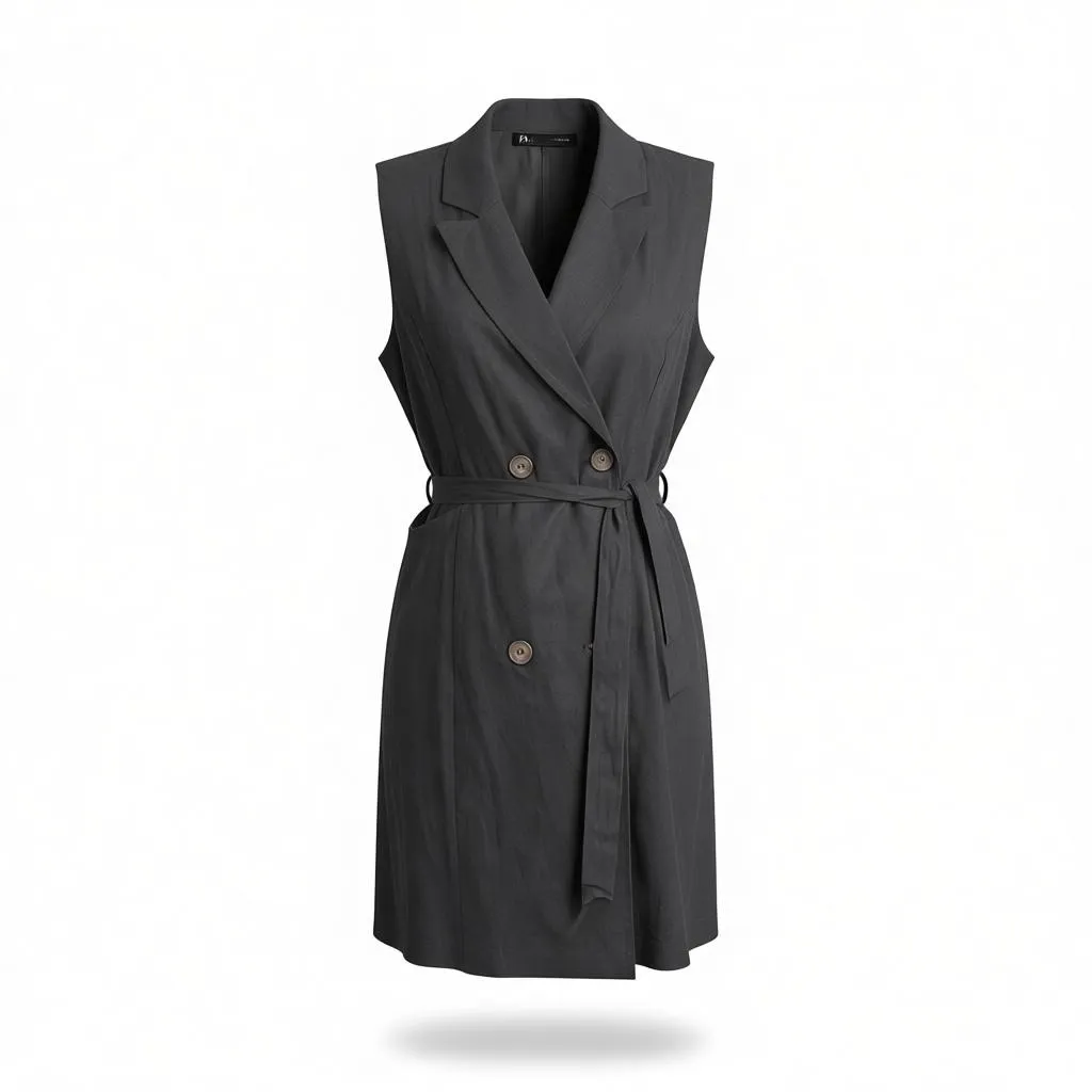 Love Tree Black Double-Breasted Mini Dress Sz M - Image 2