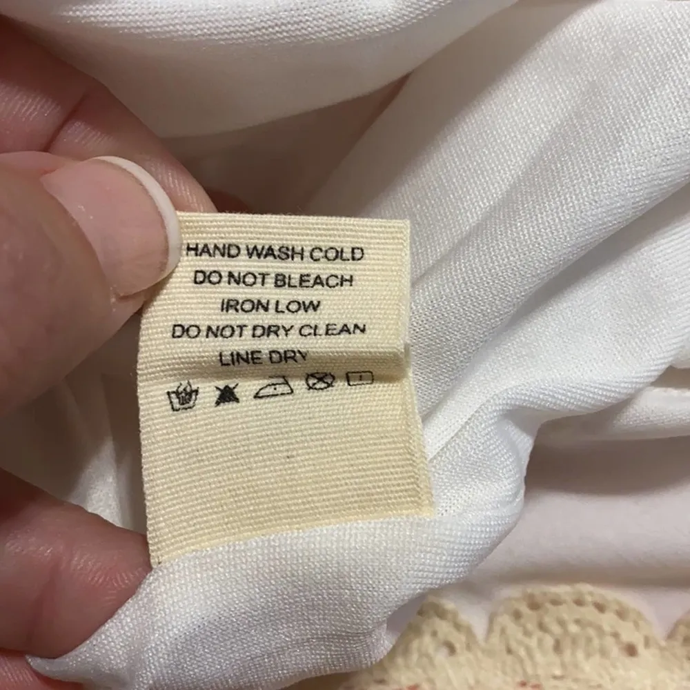 ILLA ILLA med crochet romper orange striped v-neck boho shorts lace detail NWT - Image 8